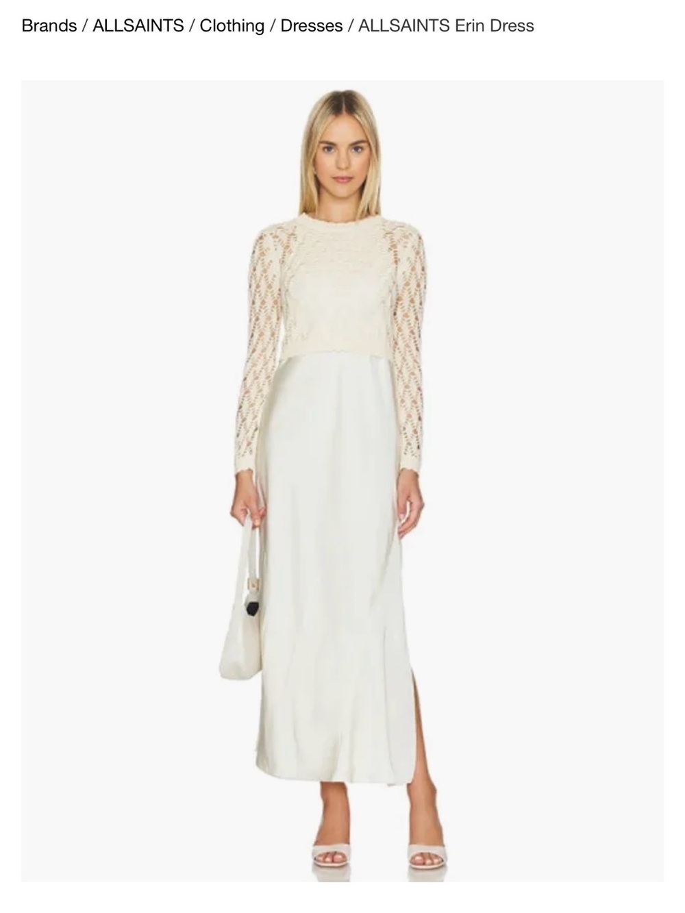 AllSaints Erin 2-in-1 crochet -jumper and satin maxi dress